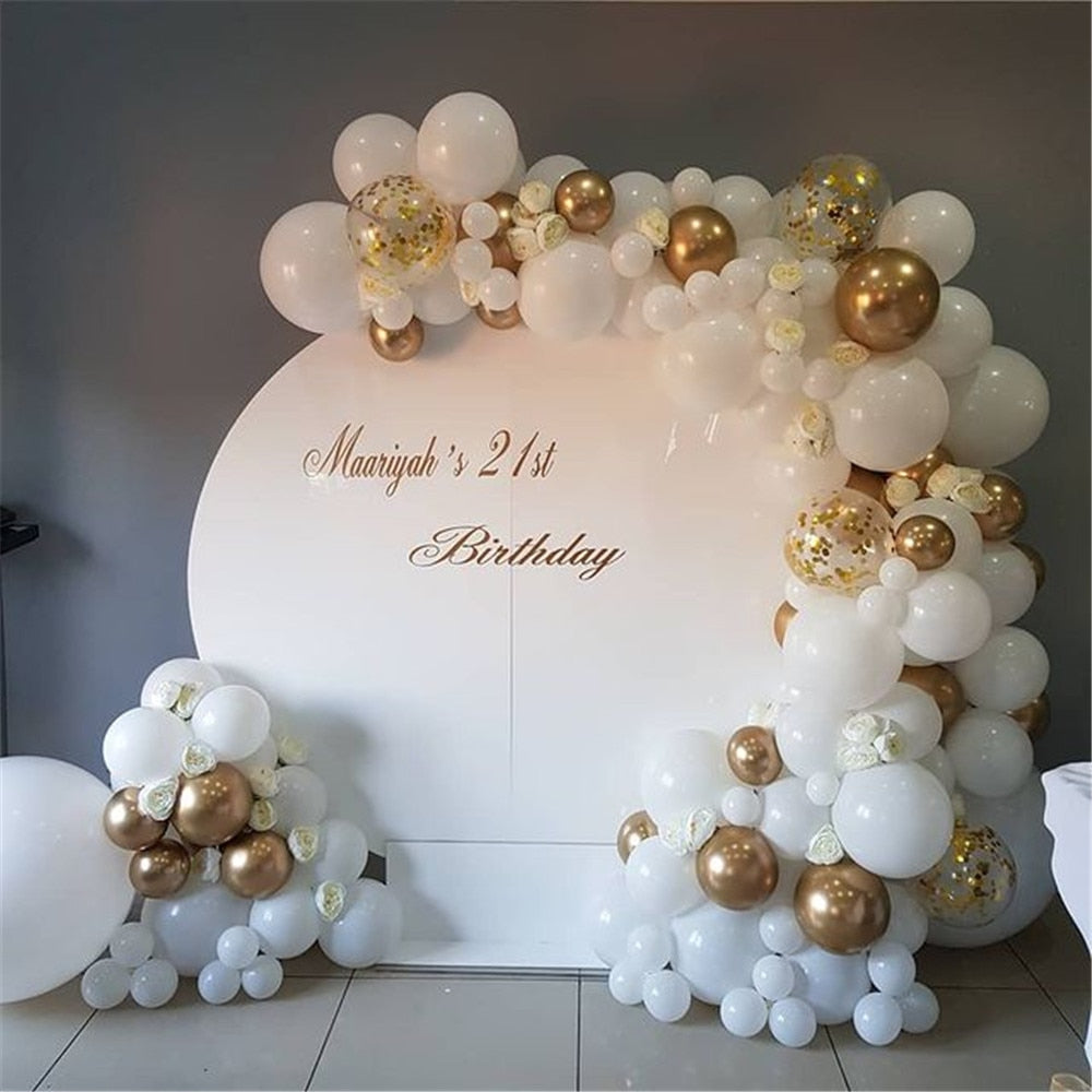 98 pcs White Balloons Garland Arch Kit Confetti Metallic Gold Pastel Latex Balloon Baby Shower Birthday Graduation Party Decor
