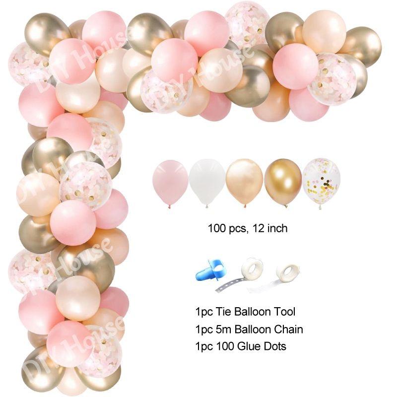1set Macaron Balloon Arch Grey Pink Balloon Rose Gold Confetti Wedding Party Decoration Baby Shower Gender Reveal Supplies