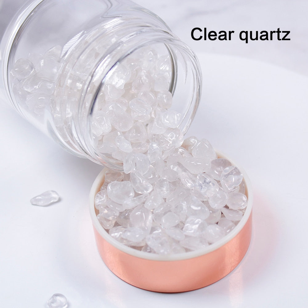 Natural Crystal Elixir Bottles gemstone Glass therapy stone Tea filter filter bottle Healing Crystal Infuser Energy cup
