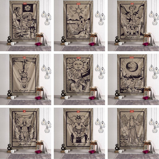 Myth Illustration Style Tarot Tapestry Creative Dark Witchcraft Room Headboard Arras Carpet Astrology Blanket Home Decoration