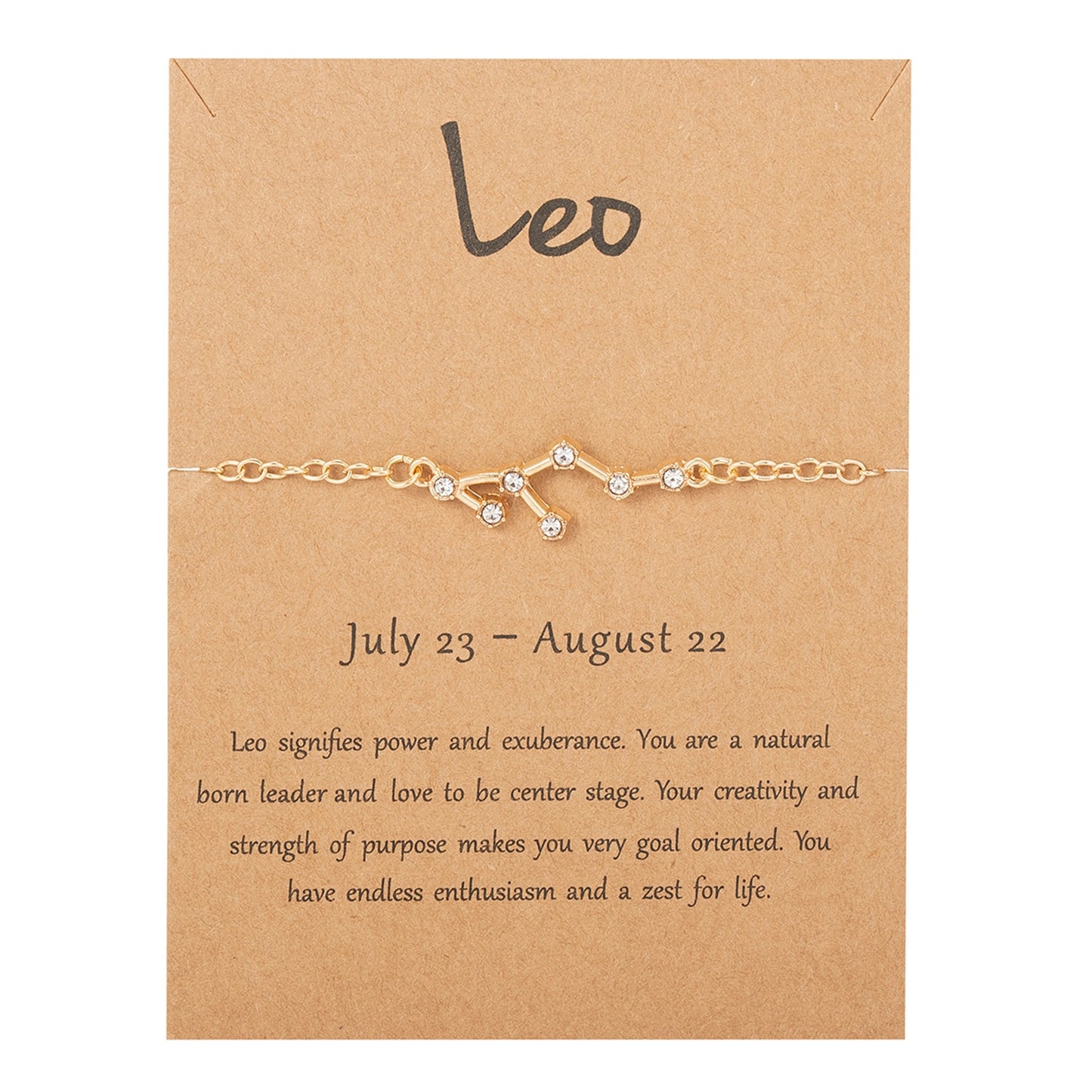 Cardboard Star Zodiac Sign 12 Constellation Bracelet Crystal Charm Gold Color Chain Bracelet for Women Birthday Jewelry Gifts