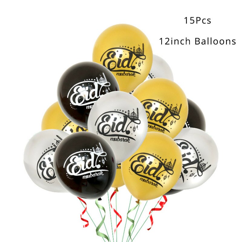 Ramadan Decoration Golden Black Banner Balloon Disposable Dinnerware Set Paper Plate EID Mubarak Party Decoration Muslim favor
