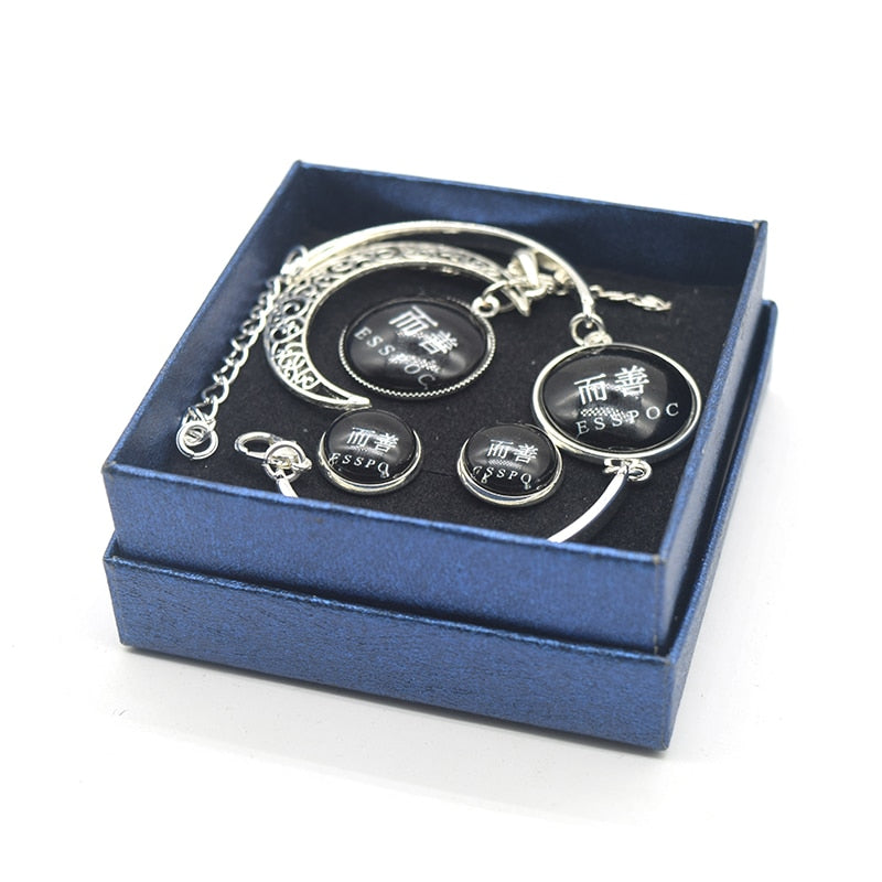 Constellation Jewelry Set 12 Zodiac Signs Glass Cabochon Necklace Bracelet Earrings Set Women 4PCS Jewelry Set Birthday Gifts