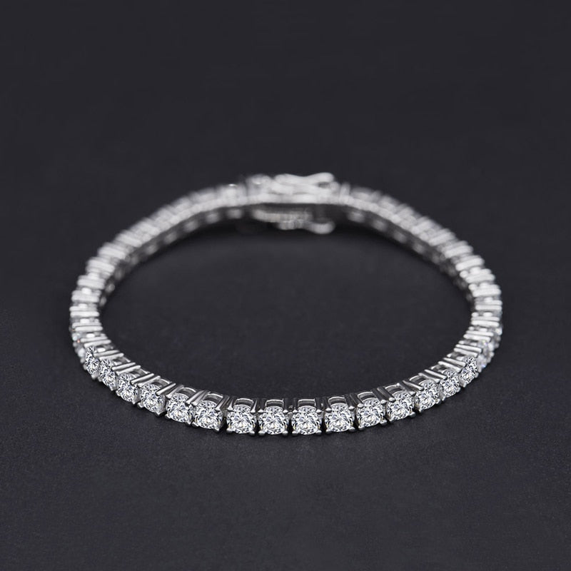 OEVAS 100% 925 Sterling Silver 3mm Created Moissanite Gemstone Bangle Charm Wedding Bracelet Fine Jewelry Wholesale Drop Ship