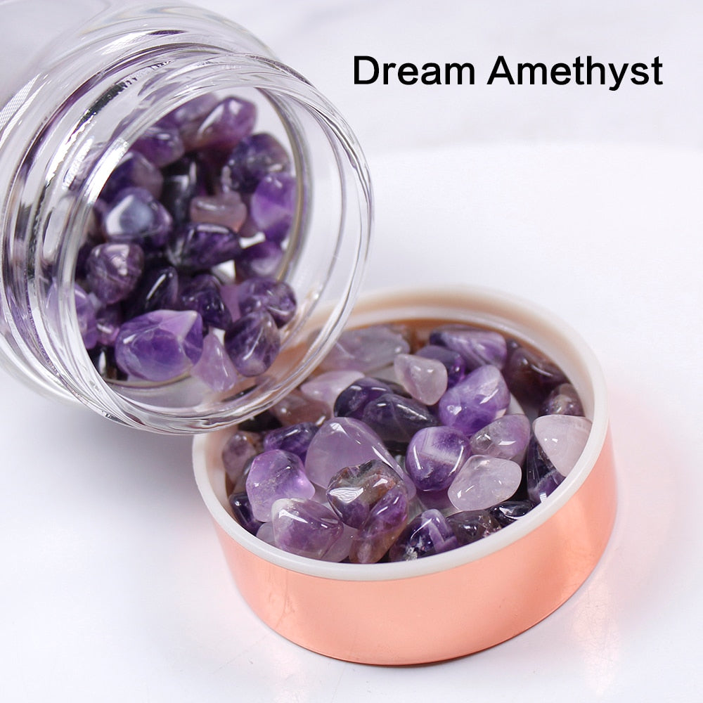 Natural Crystal Elixir Bottles gemstone Glass therapy stone Tea filter filter bottle Healing Crystal Infuser Energy cup