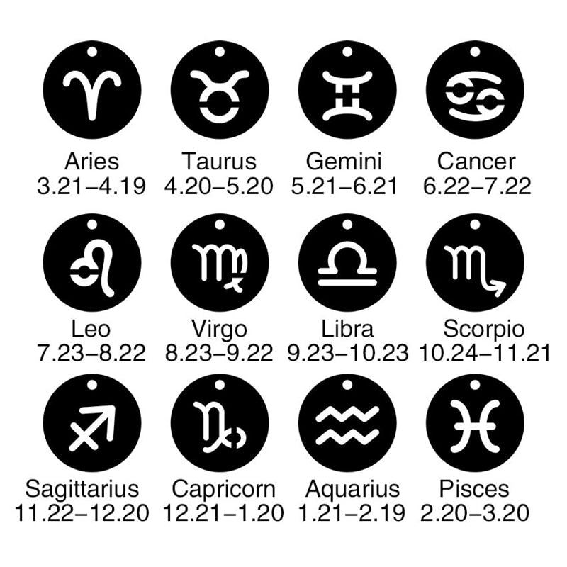 zodiac necklaces for women coin necklace Aries Leo Collier signe astrologique 12 Horoscope Zodiac Astrology Necklace Women