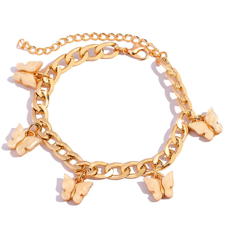 BYNOUCK Trendy Multicolor Butterfly Pendant Bracelets Girls Punk Metal Wide women's bracelet on hand 2020 Statement jewellery