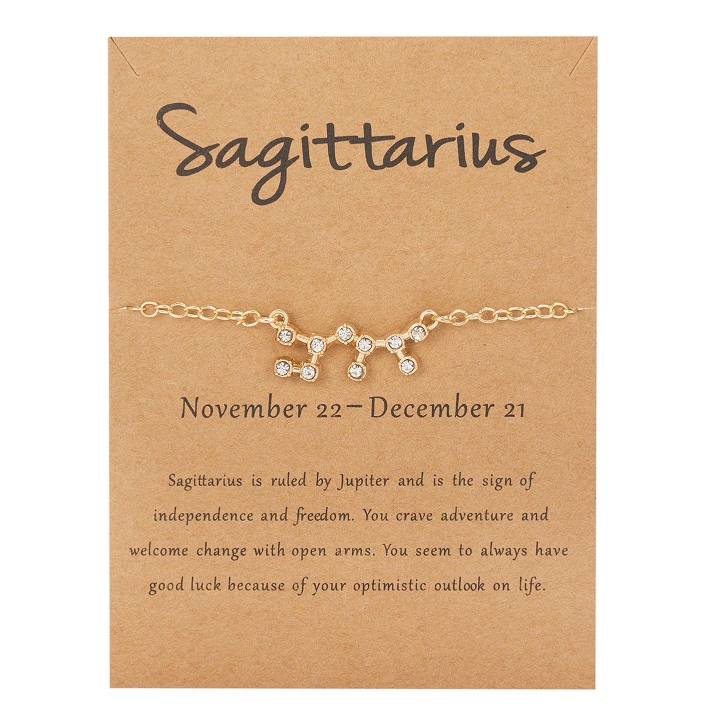 Cardboard Star Zodiac Sign 12 Constellation Bracelet Crystal Charm Gold Color Chain Bracelet for Women Birthday Jewelry Gifts