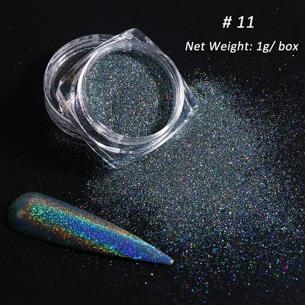 1 Box Pearl Nail Glitter Powder Neon Shimmer Mirror Mermaid Dipping White Purple Nail Chrome Pigment Dust Polish Decor GLB01-07