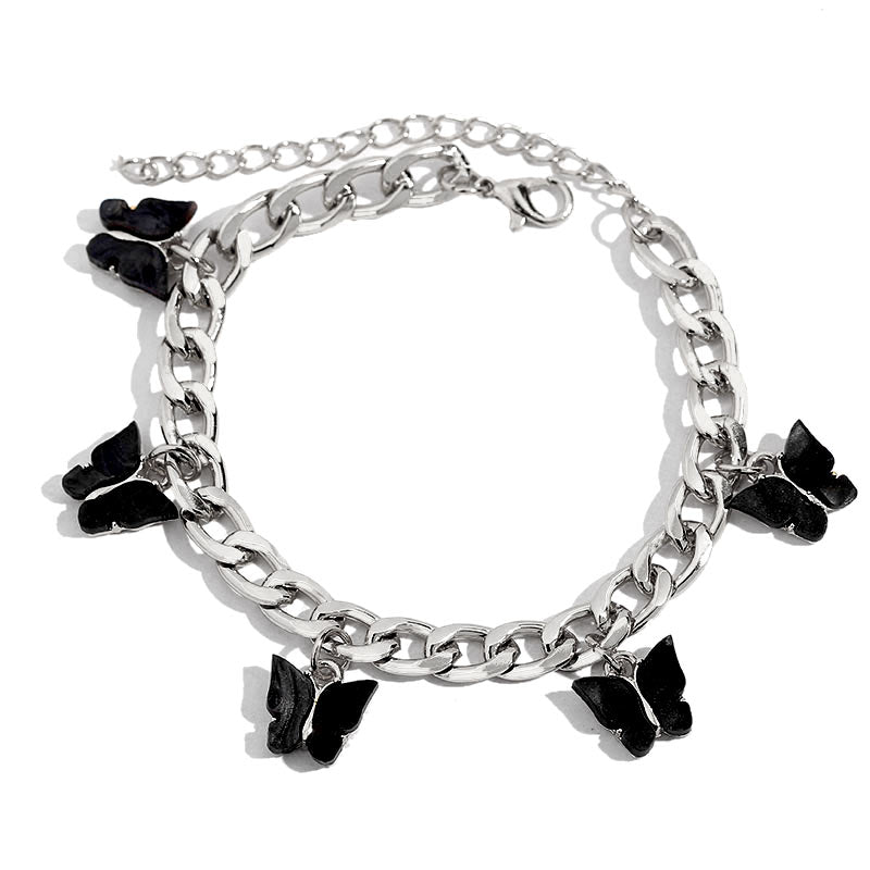 BYNOUCK Trendy Multicolor Butterfly Pendant Bracelets Girls Punk Metal Wide women's bracelet on hand 2020 Statement jewellery