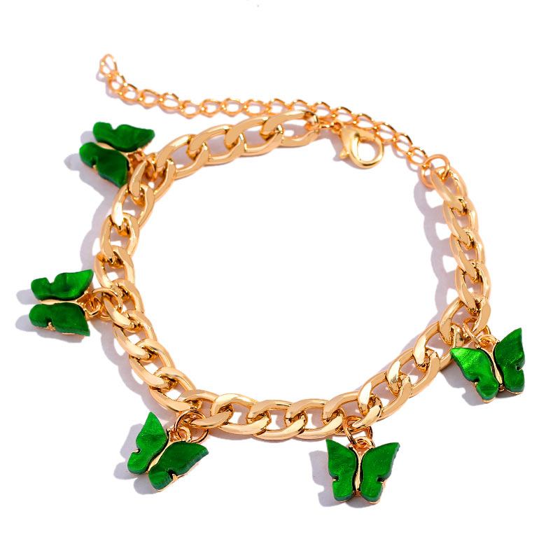 BYNOUCK Trendy Multicolor Butterfly Pendant Bracelets Girls Punk Metal Wide women's bracelet on hand 2020 Statement jewellery