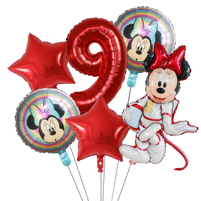 6Pcs Disney Minnie Foil Balloons Set Mickey Mouse Balloon Birthday Party Decoration Baby Shower Kids Toy Air Globos Supplies