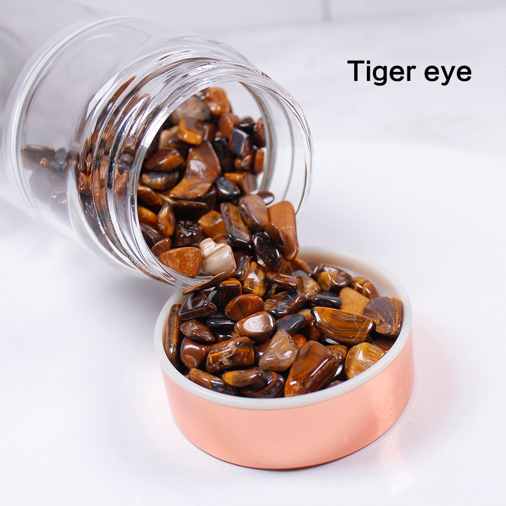 Natural Crystal Elixir Bottles gemstone Glass therapy stone Tea filter filter bottle Healing Crystal Infuser Energy cup