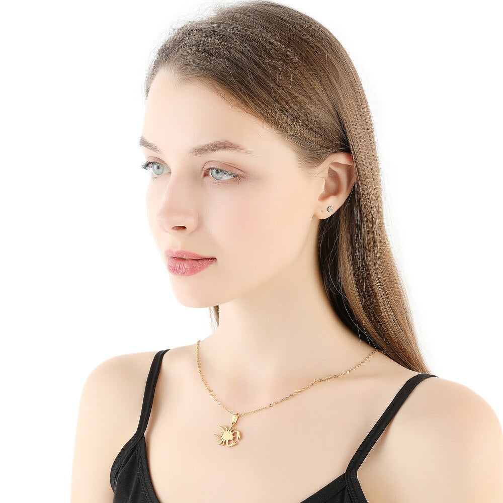 Women's 12 Horoscope Zodiac Sign Gold Silver Color Pendant Necklace Aries Leo Wholesale Dropshipping 12 Constellations Jewelry