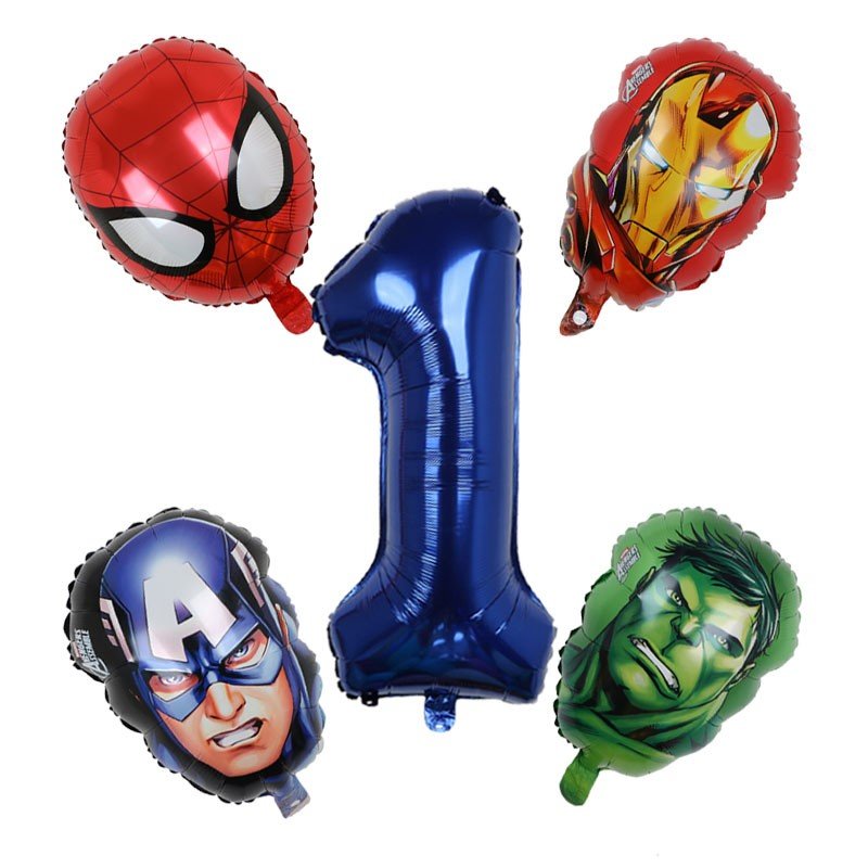 1set 3D Big Spider Super Hero Man Mylar Foil Balloon Number Foil Balloons Birthday Party Decoration Supplies Children's Gifts
