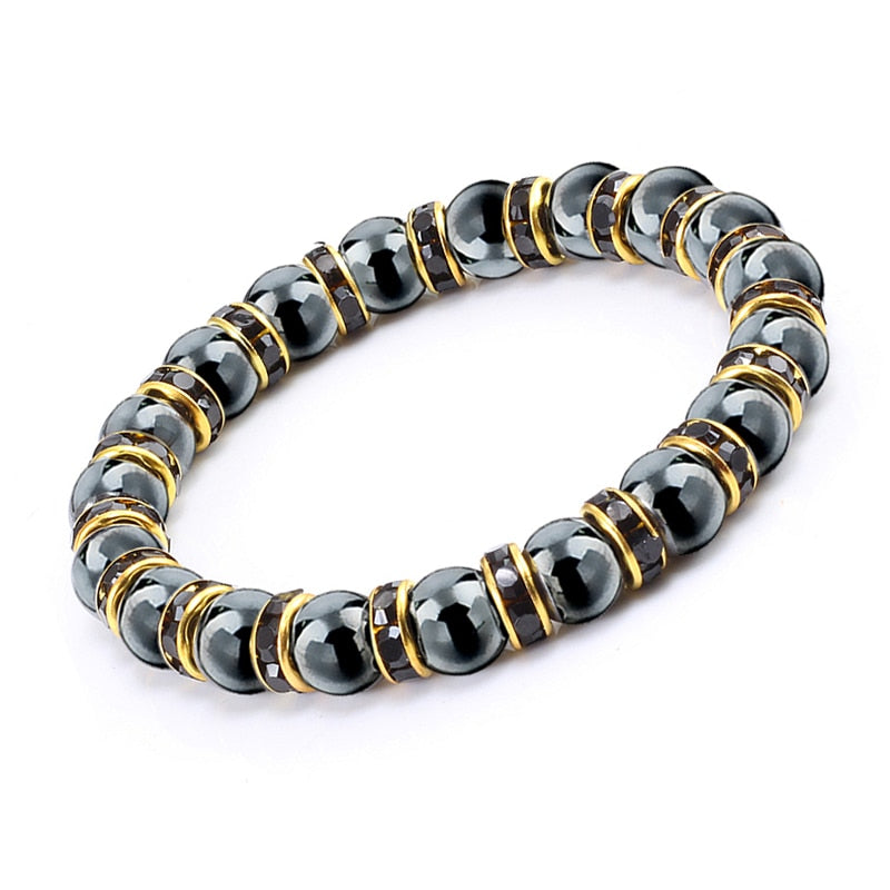 Natural Hematite Beads Bracelets Men No-Magnetic Health Protection Women Jewelry Charm Crystal Stone Stretch Bracelet & Bangle