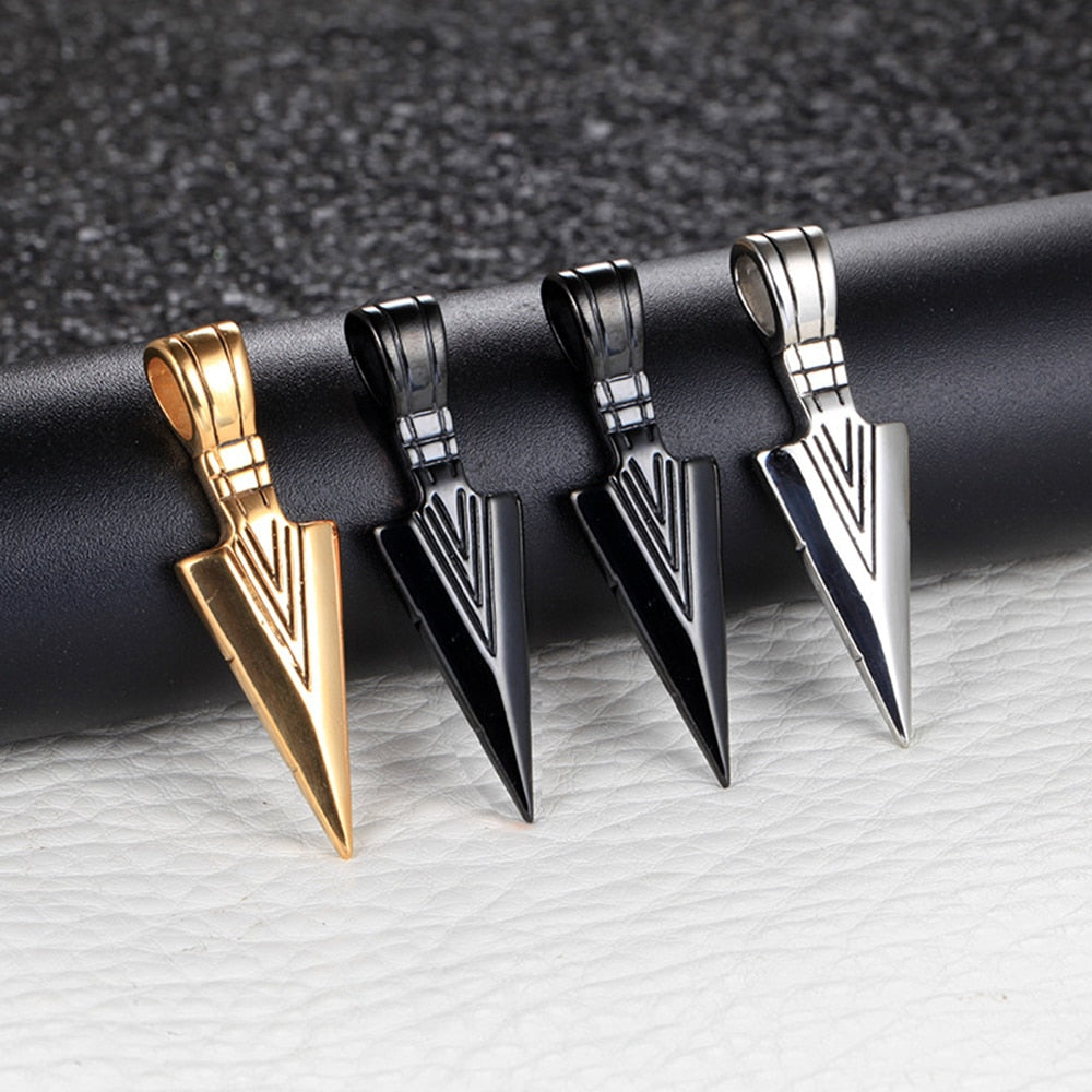Men's Design Metal Black Long Necklace Arrow Pendant Jewelry Chain Hip Hop Punk Rock Necklace Jewelry Gift For Couple