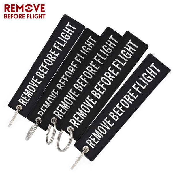 5PCS Remove Before Flight Car Key Chain Red Embroidery Aviation Gifts Keyring Key Tag Holder for Motorcycles Keychain chaveiro