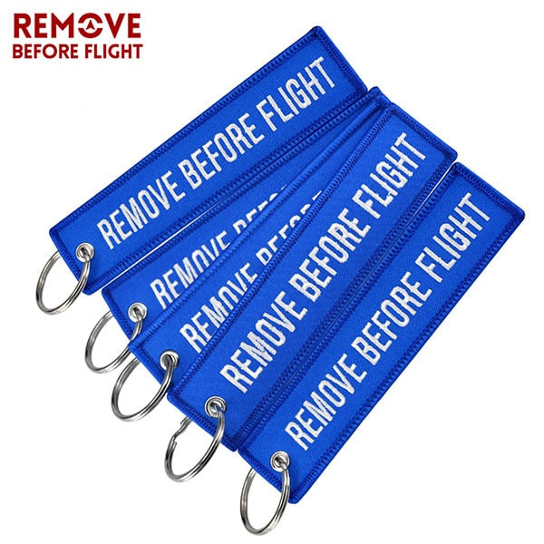 5PCS Remove Before Flight Car Key Chain Red Embroidery Aviation Gifts Keyring Key Tag Holder for Motorcycles Keychain chaveiro