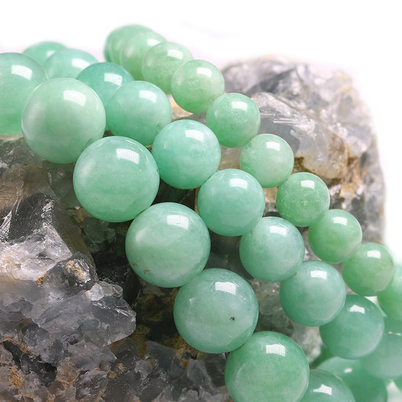 Fine AAA 100% Natural Burmese Green Jade Round Beads Bracelet Women Stone Jewelry Gemstone Gift Handmade Strand Bracelets