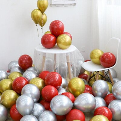Wholesale 50pcs Chrome Gold Balloon Flashing Metal Balloon Thick Pearly Metal Wedding Decoration Metallic Balloons 10inch 1.8g