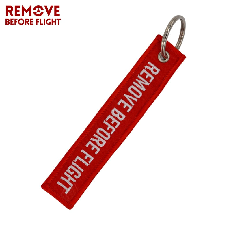 5PCS Remove Before Flight Car Key Chain Red Embroidery Aviation Gifts Keyring Key Tag Holder for Motorcycles Keychain chaveiro