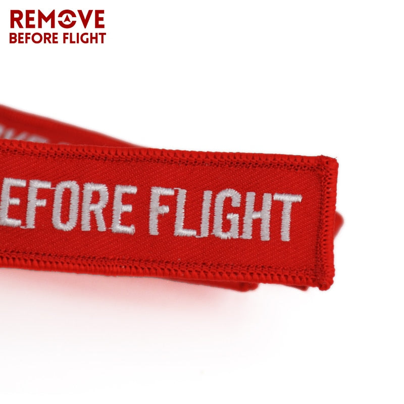 5PCS Remove Before Flight Car Key Chain Red Embroidery Aviation Gifts Keyring Key Tag Holder for Motorcycles Keychain chaveiro