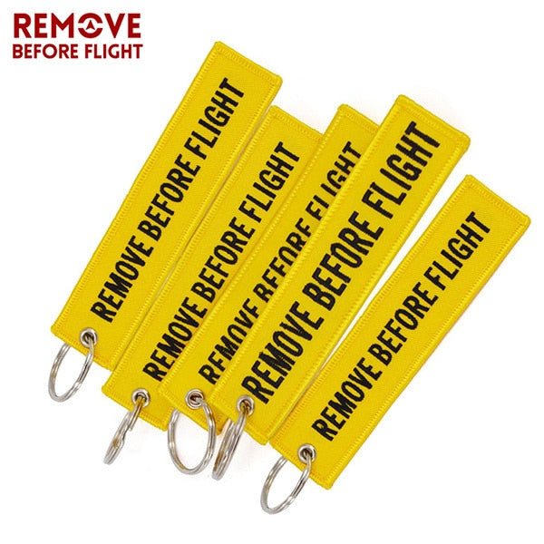 5PCS Remove Before Flight Car Key Chain Red Embroidery Aviation Gifts Keyring Key Tag Holder for Motorcycles Keychain chaveiro