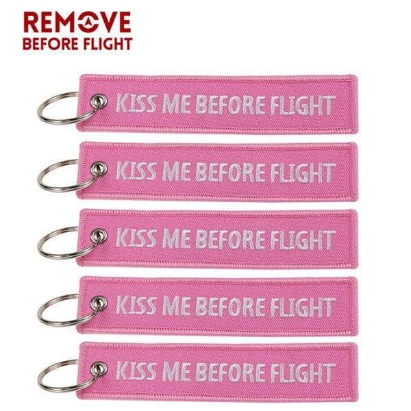 5PCS Remove Before Flight Car Key Chain Red Embroidery Aviation Gifts Keyring Key Tag Holder for Motorcycles Keychain chaveiro