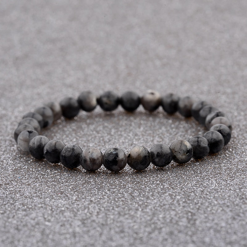 Amader 4 Style Women's Multicolor 6mm Natural Stone Beads Elastic Charm Bracelet Trendy Men Blue Bead Prayer Bracelet AB176