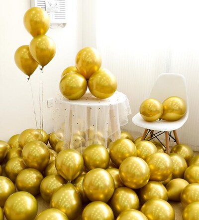 Wholesale 50pcs Chrome Gold Balloon Flashing Metal Balloon Thick Pearly Metal Wedding Decoration Metallic Balloons 10inch 1.8g