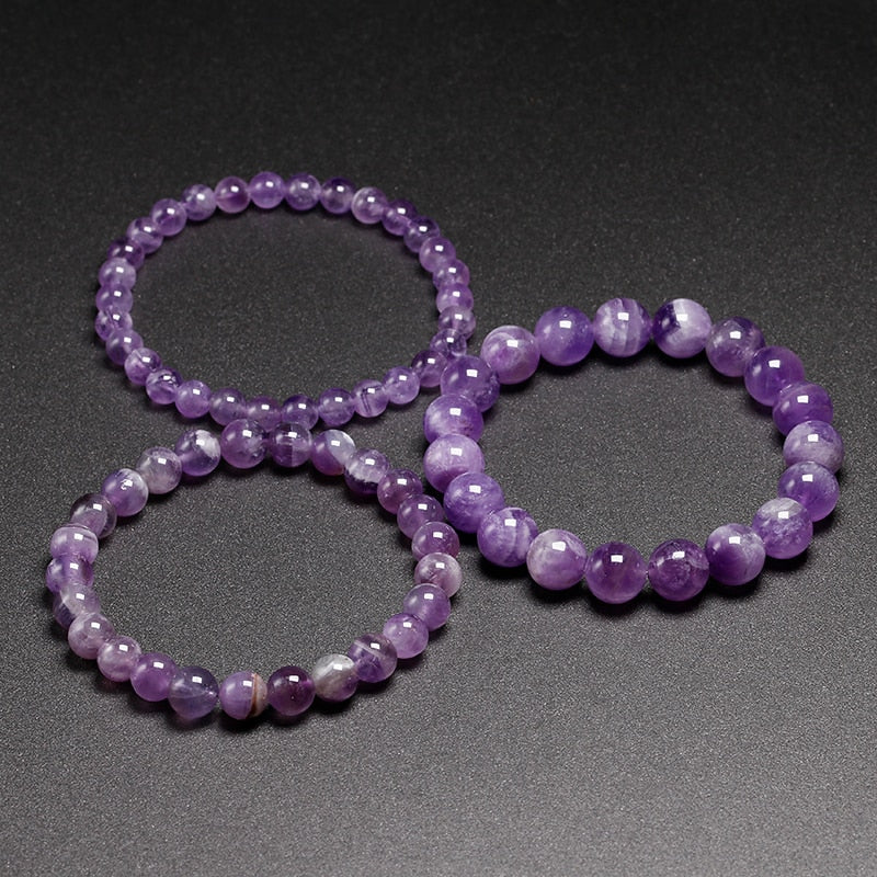 Natural Dream Amethysts Quartz Energy Light Purple GemStone Bracelet Women Beaded Stretch Bracelet Energy Gift Jewelry