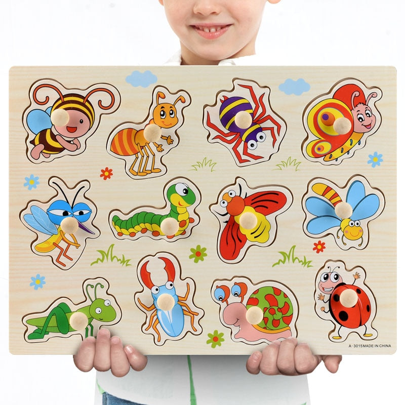 Puzzles 3D en bois pour enfants, planches à saisir à la main, jouets véhicules animaux fruits, cognition Tangram, casse-tête, jouets éducatifs Montessori pour enfants