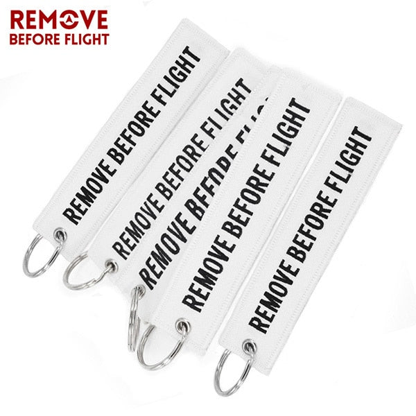 5PCS Remove Before Flight Car Key Chain Red Embroidery Aviation Gifts Keyring Key Tag Holder for Motorcycles Keychain chaveiro