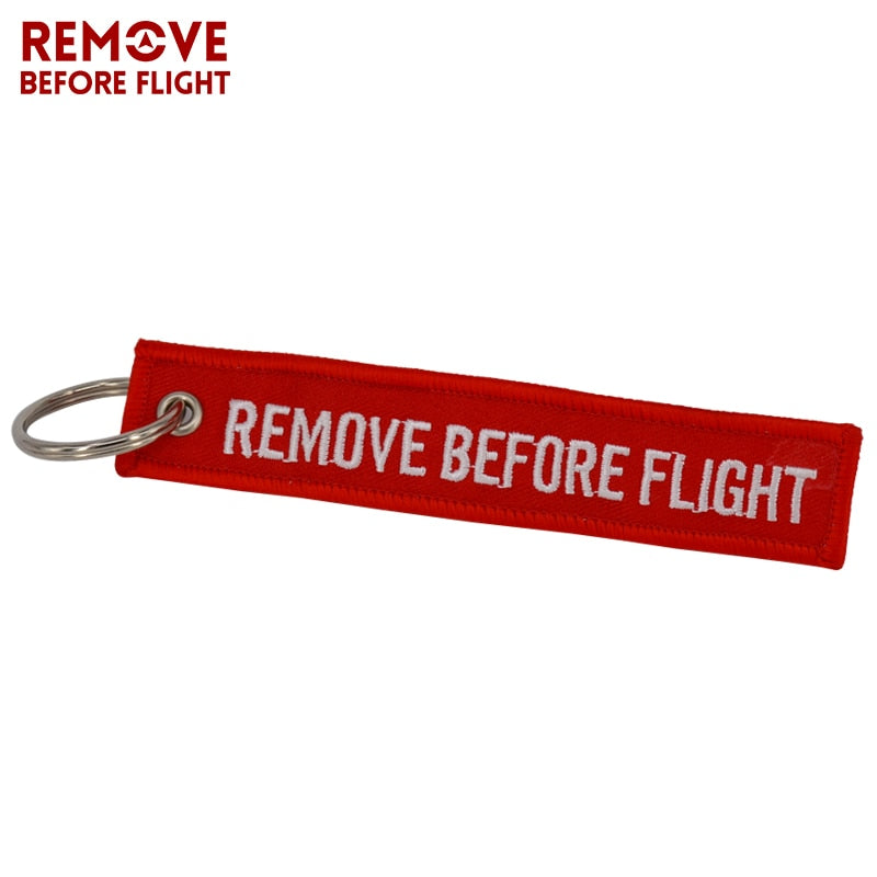 5PCS Remove Before Flight Car Key Chain Red Embroidery Aviation Gifts Keyring Key Tag Holder for Motorcycles Keychain chaveiro
