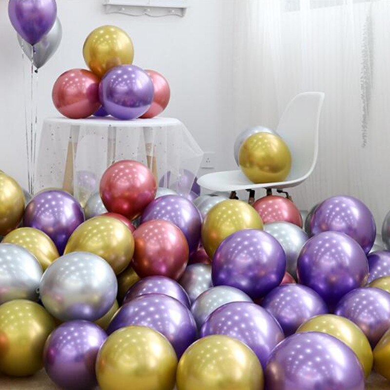 Wholesale 50pcs Chrome Gold Balloon Flashing Metal Balloon Thick Pearly Metal Wedding Decoration Metallic Balloons 10inch 1.8g