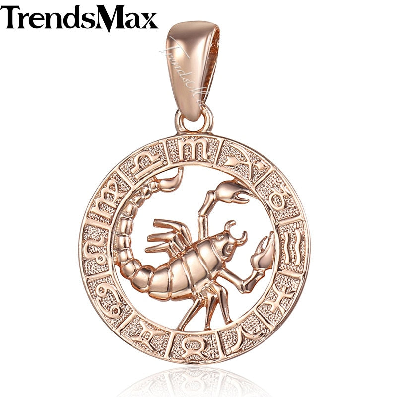 Collier Scorpion pour femmes et hommes, pendentif couleur or rose 585, bijoux de mode, cadeaux en gros GP278D