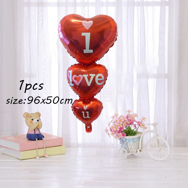 MMQWEC 1pc Red Love Balloons Love Foil Letters Balloon I Love You Heart Baloon Valentine's Day Marriage Wedding Party Decoration