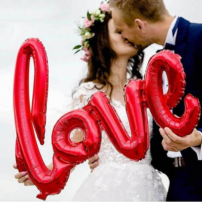 MMQWEC 1pc Red Love Balloons Love Foil Letters Balloon I Love You Heart Baloon Valentine's Day Marriage Wedding Party Decoration