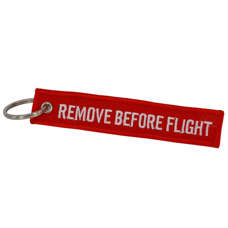 5PCS Remove Before Flight Car Key Chain Red Embroidery Aviation Gifts Keyring Key Tag Holder for Motorcycles Keychain chaveiro