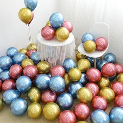 Wholesale 50pcs Chrome Gold Balloon Flashing Metal Balloon Thick Pearly Metal Wedding Decoration Metallic Balloons 10inch 1.8g