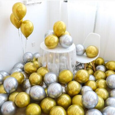 Wholesale 50pcs Chrome Gold Balloon Flashing Metal Balloon Thick Pearly Metal Wedding Decoration Metallic Balloons 10inch 1.8g