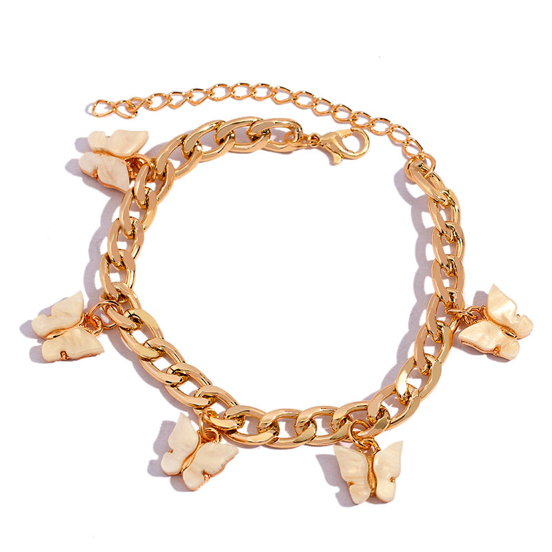 BYNOUCK Trendy Multicolor Butterfly Pendant Bracelets Girls Punk Metal Wide women's bracelet on hand 2020 Statement jewellery