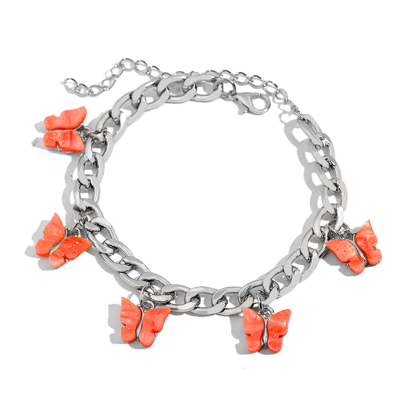 BYNOUCK Trendy Multicolor Butterfly Pendant Bracelets Girls Punk Metal Wide women's bracelet on hand 2020 Statement jewellery