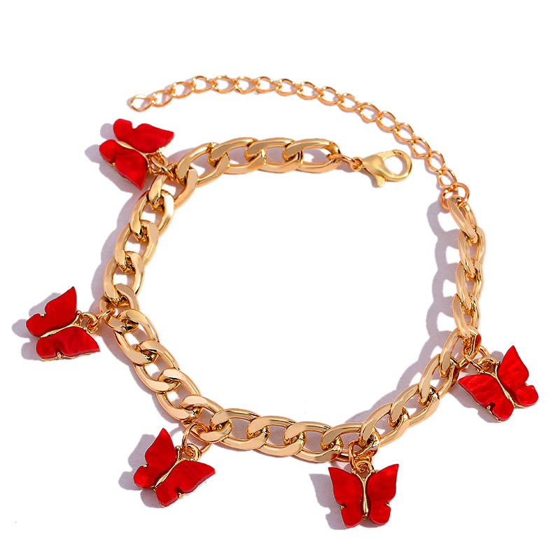 BYNOUCK Trendy Multicolor Butterfly Pendant Bracelets Girls Punk Metal Wide women's bracelet on hand 2020 Statement jewellery