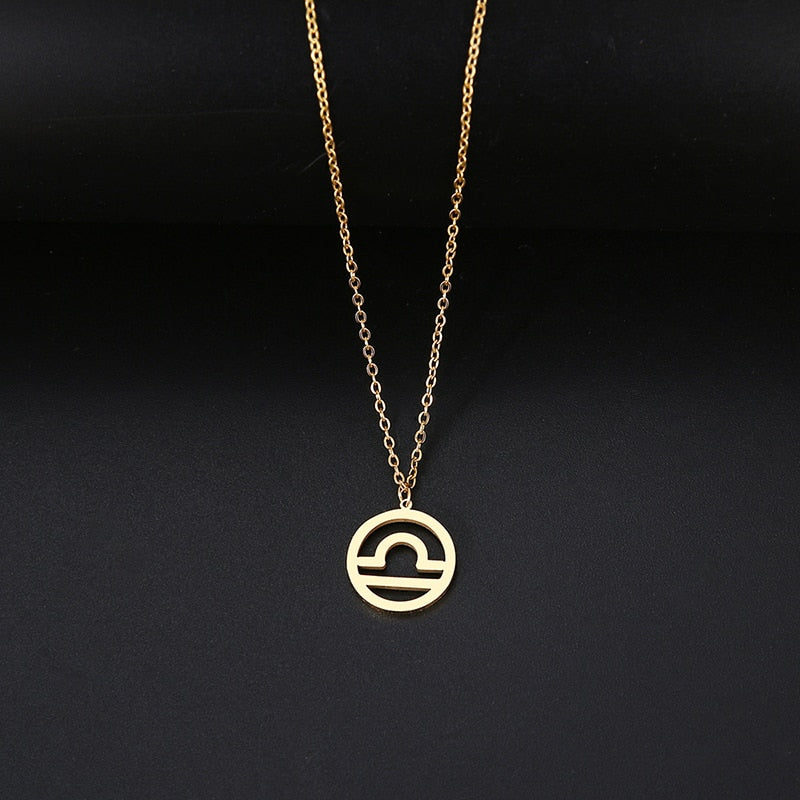 DOTIFI For Women Elegant Zodiac Constellation Twelve Constellation Pendant Necklace Stainless Steel Gold Silver Color Jewelry