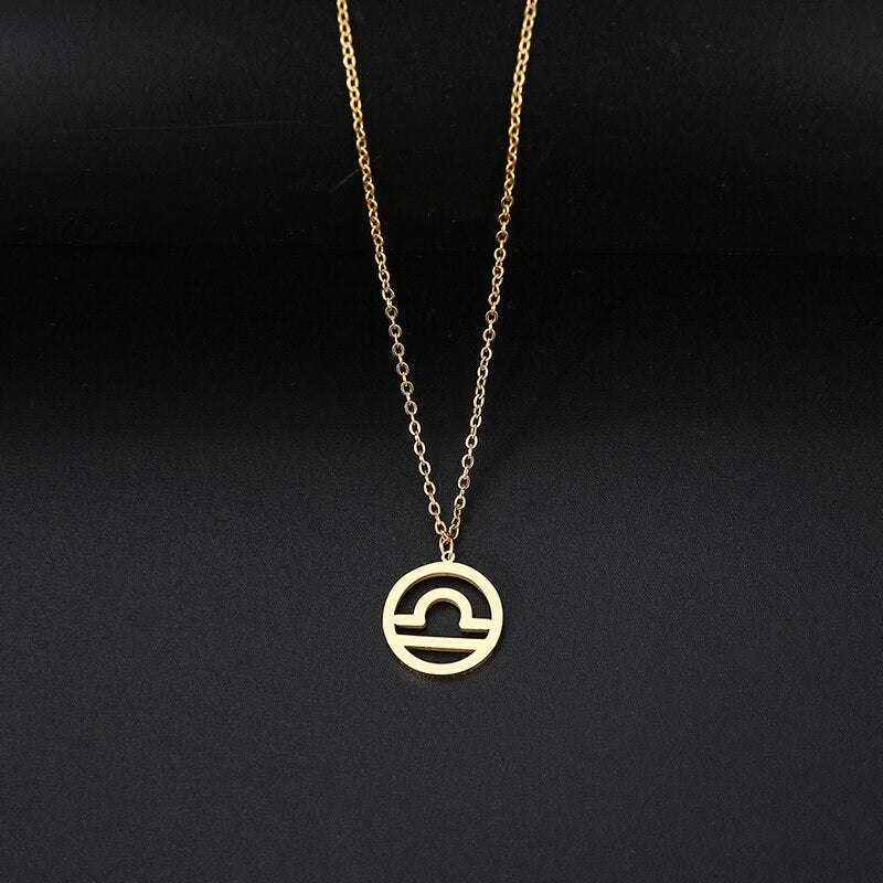 DOTIFI For Women Elegant Zodiac Constellation Twelve Constellation Pendant Necklace Stainless Steel Gold Silver Color Jewelry