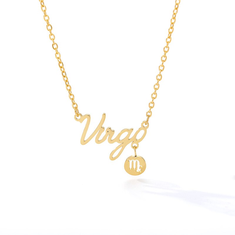 Twelve Constellation Zodiac Necklaces for Women Tiny Letter Choker Necklaces Scorpio Leo Libra Taurus Virgo Gemini Sagittarius