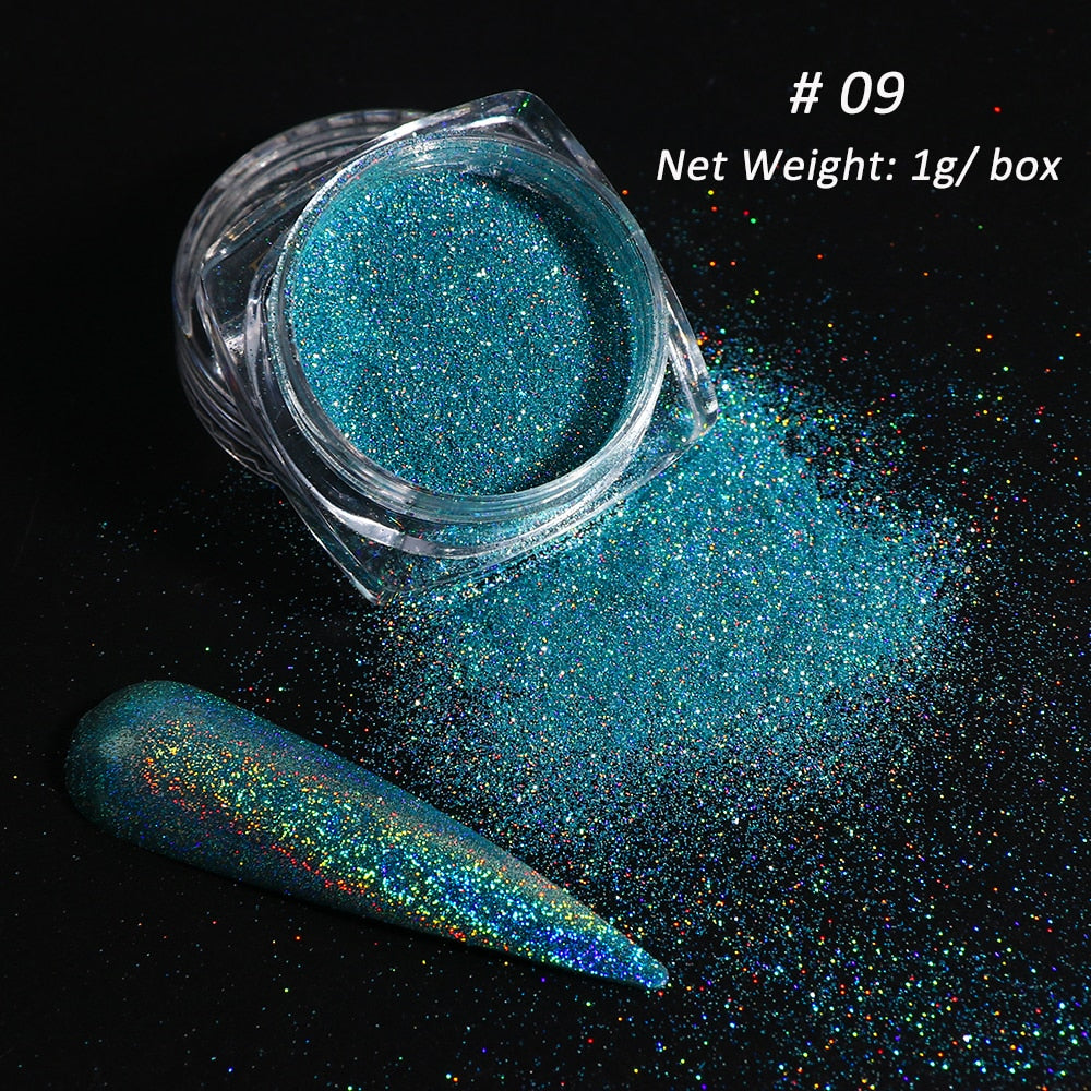 1 Box Pearl Nail Glitter Powder Neon Shimmer Mirror Mermaid Dipping White Purple Nail Chrome Pigment Dust Polish Decor GLB01-07