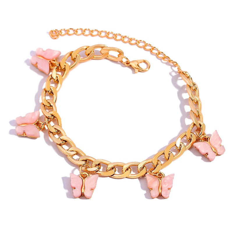 BYNOUCK Trendy Multicolor Butterfly Pendant Bracelets Girls Punk Metal Wide women's bracelet on hand 2020 Statement jewellery